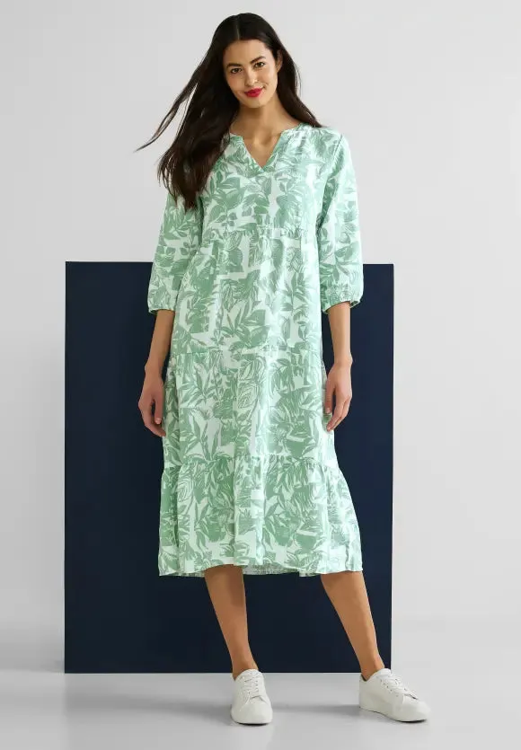 143476- Leafy Green Linen Dress - Street One