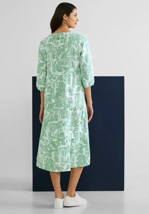 143476- Leafy Green Linen Dress - Street One