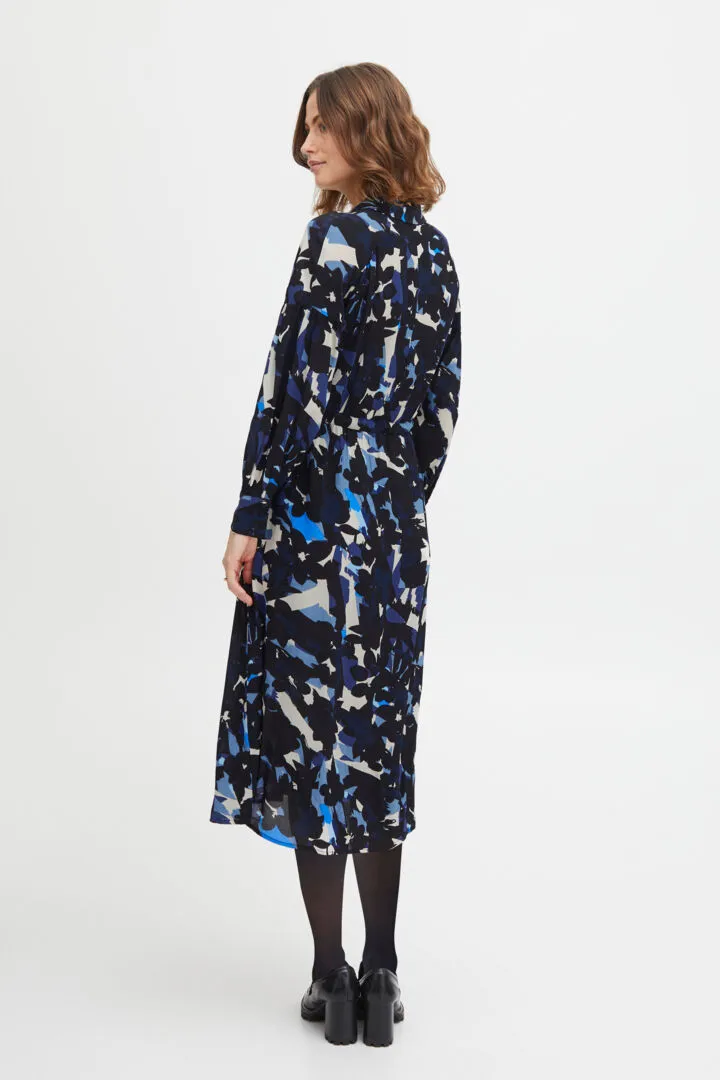 1636- Long Sleeve Midi Dress- Navy Blazer Mix- Fransa