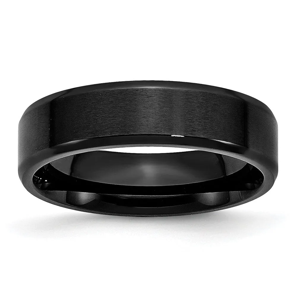 6mm Black Plated Stainless Steel Brushed & Beveled Edge Band