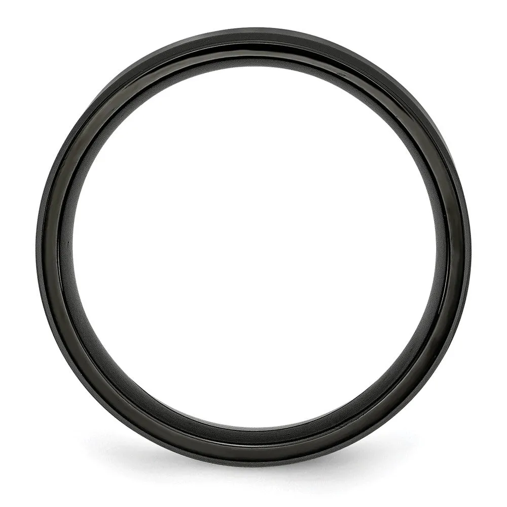 6mm Black Plated Stainless Steel Brushed & Beveled Edge Band