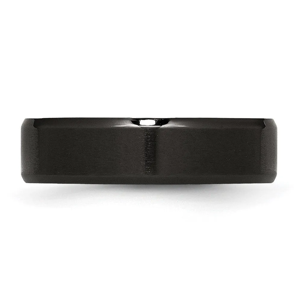 6mm Black Plated Stainless Steel Brushed & Beveled Edge Band