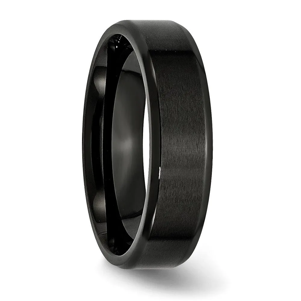 6mm Black Plated Stainless Steel Brushed & Beveled Edge Band