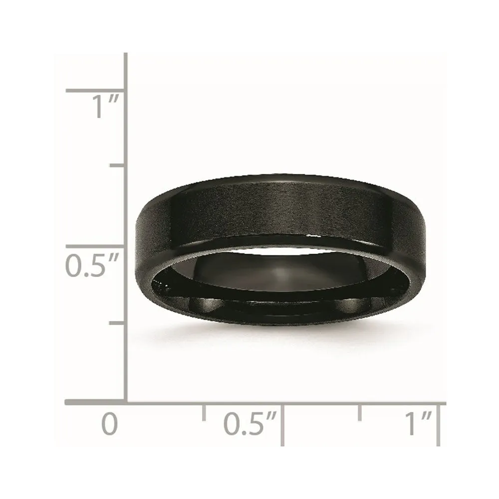 6mm Black Plated Stainless Steel Brushed & Beveled Edge Band