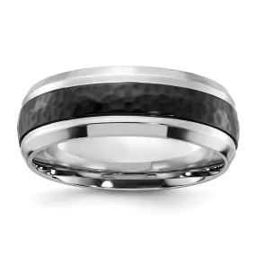 8mm Cobalt Polished & Hammered Black Plated Standard Fit Band