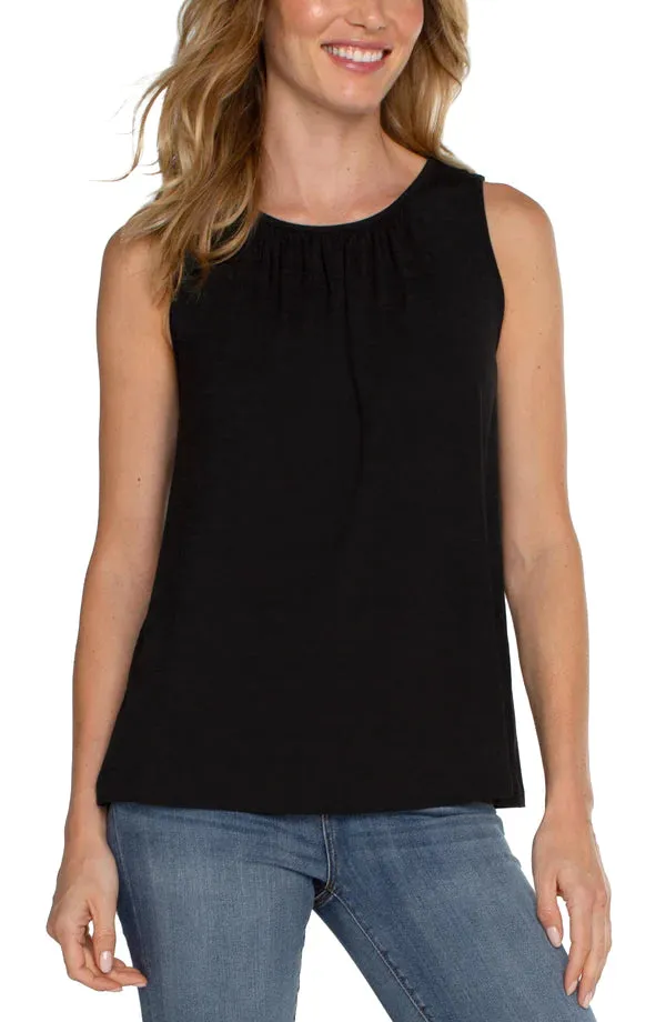 A-Line Sleeveless Knit Top w/ Keyhole