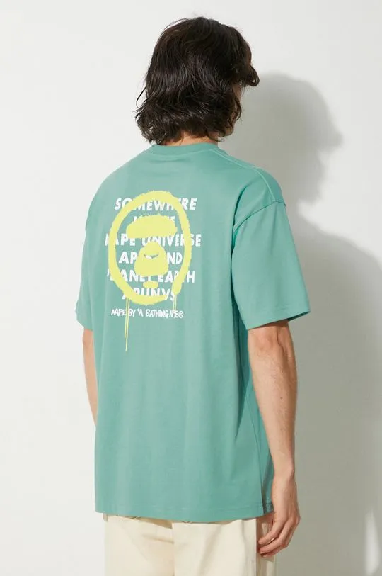 AAPE cotton t-shirt Basic Tee men’s green color with a print AAPTEM1453XXM