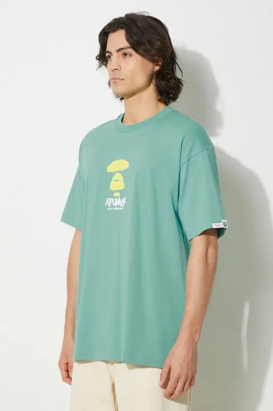 AAPE cotton t-shirt Basic Tee men’s green color with a print AAPTEM1453XXM