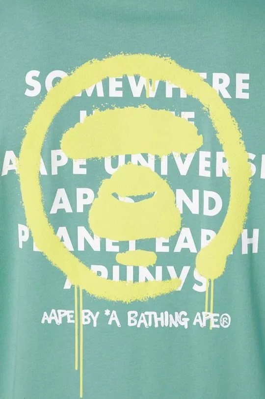 AAPE cotton t-shirt Basic Tee men’s green color with a print AAPTEM1453XXM