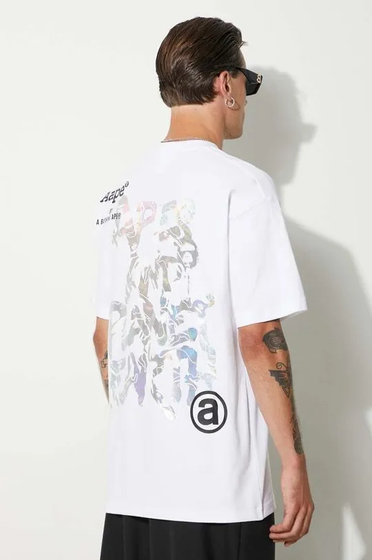 AAPE cotton t-shirt Basic Tee men’s white color with a print AAPTEM1454XXM