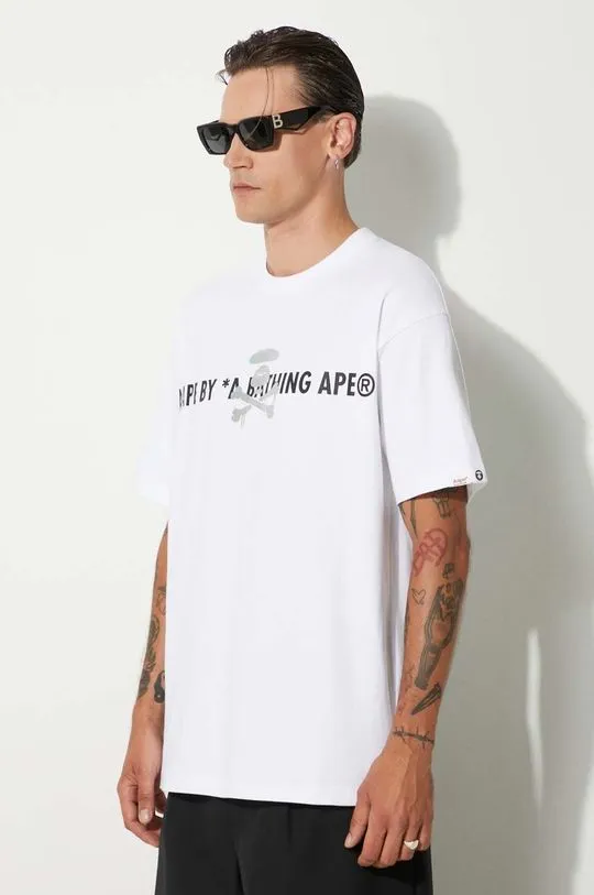 AAPE cotton t-shirt Basic Tee men’s white color with a print AAPTEM1454XXM