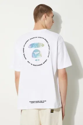 AAPE cotton t-shirt Basic Tee men’s white color with a print AAPTEM1457XXM