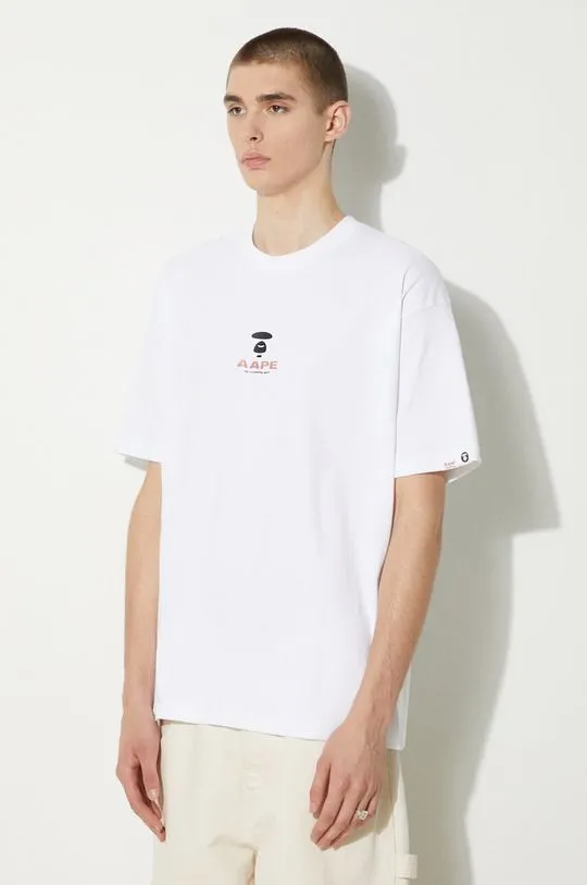 AAPE cotton t-shirt Basic Tee men’s white color with a print AAPTEM1457XXM