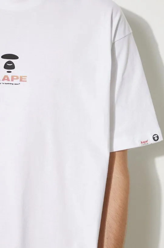 AAPE cotton t-shirt Basic Tee men’s white color with a print AAPTEM1457XXM