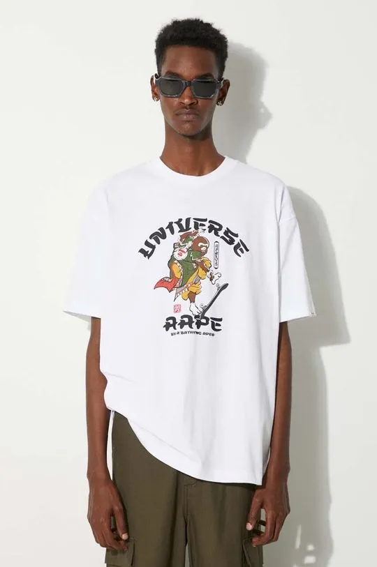 AAPE cotton t-shirt Theme Tee men’s white color with a print AAPTEM1490XXM