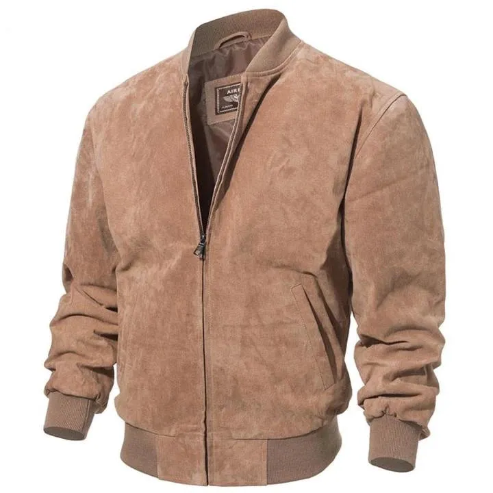 Adamsville Mens Camel Suede Bomber Jacket