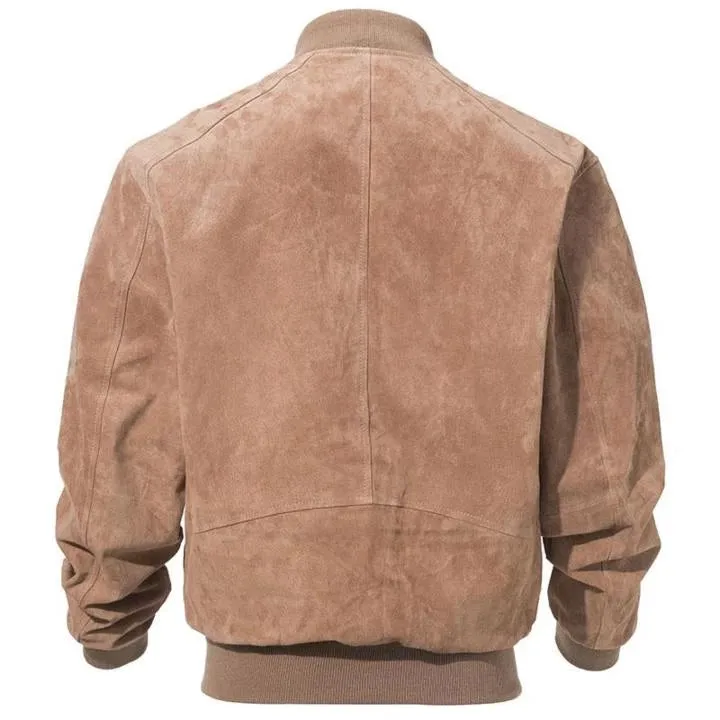 Adamsville Mens Camel Suede Bomber Jacket