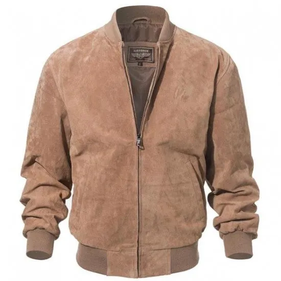 Adamsville Mens Camel Suede Bomber Jacket