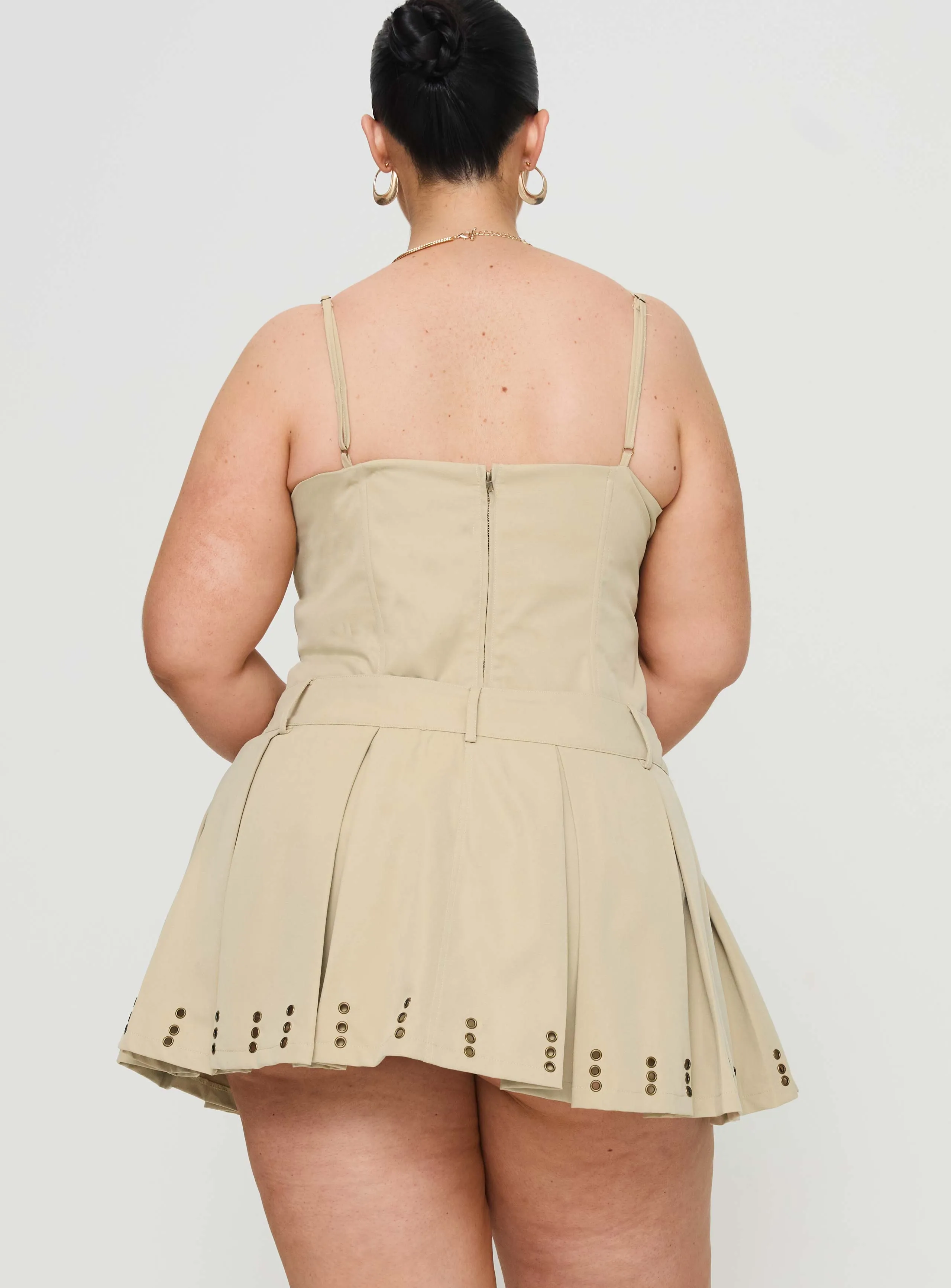 Alinzia Eyelet Skort Beige Curve