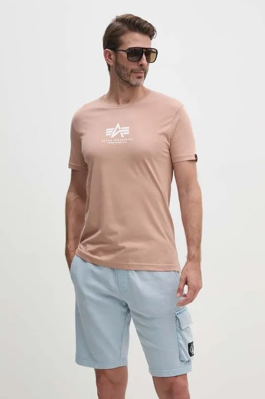 Alpha Industries cotton t-shirt pink color with a print