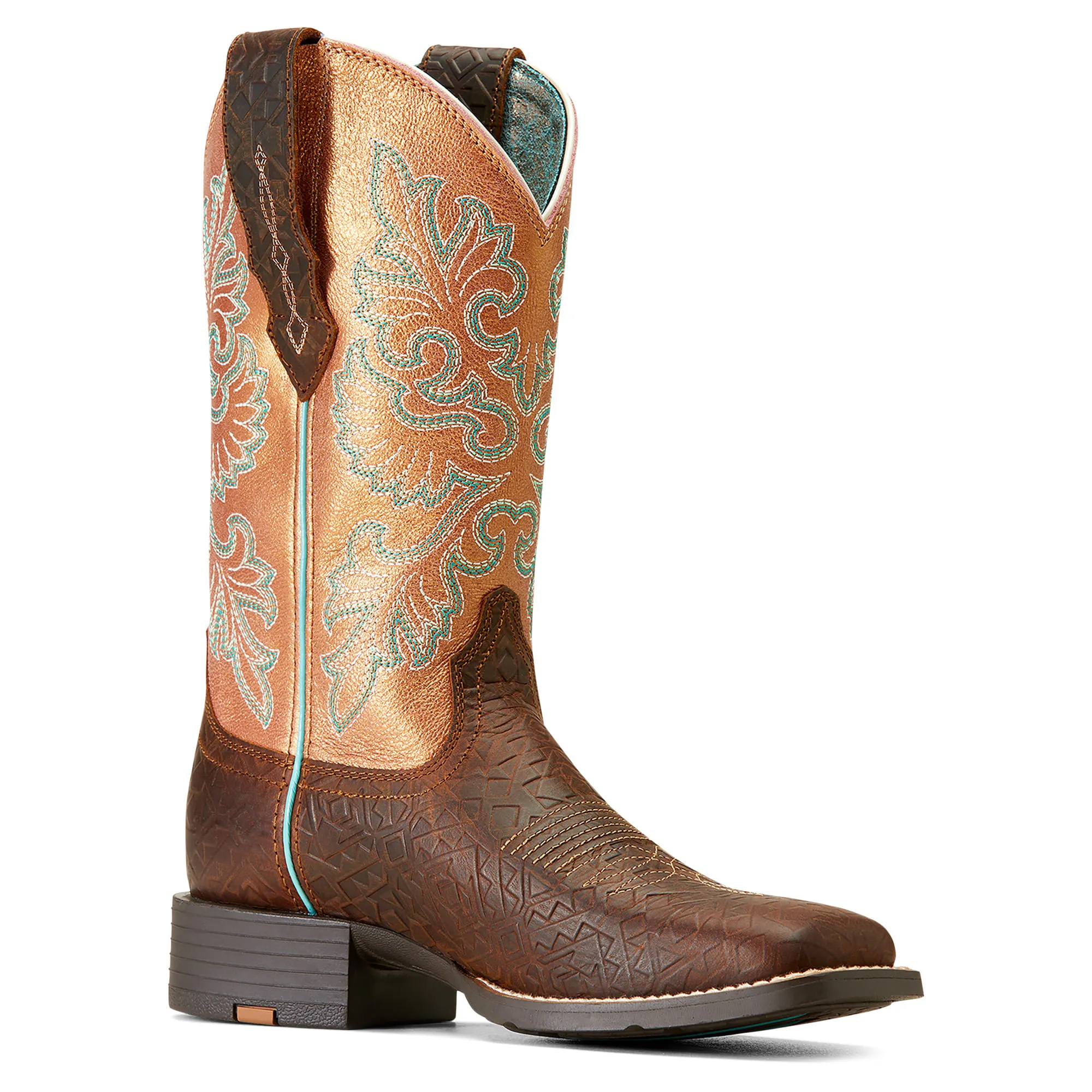 Ariat Womens Round Up Wide Square Toe Stretch Fit Western Boot