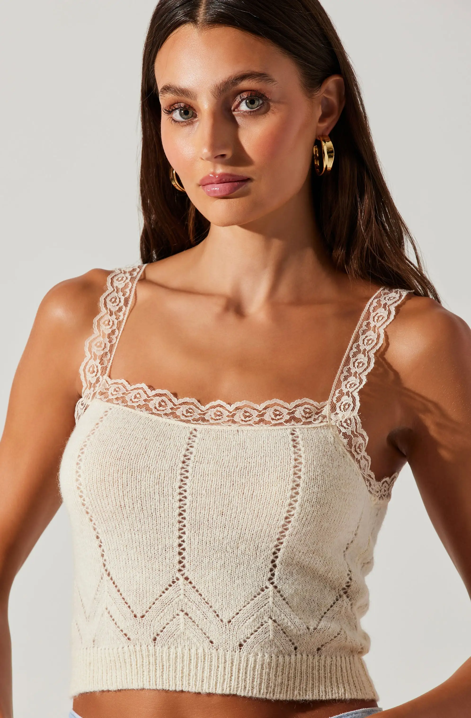 Arlie Lace Trimmed Sweater Tank