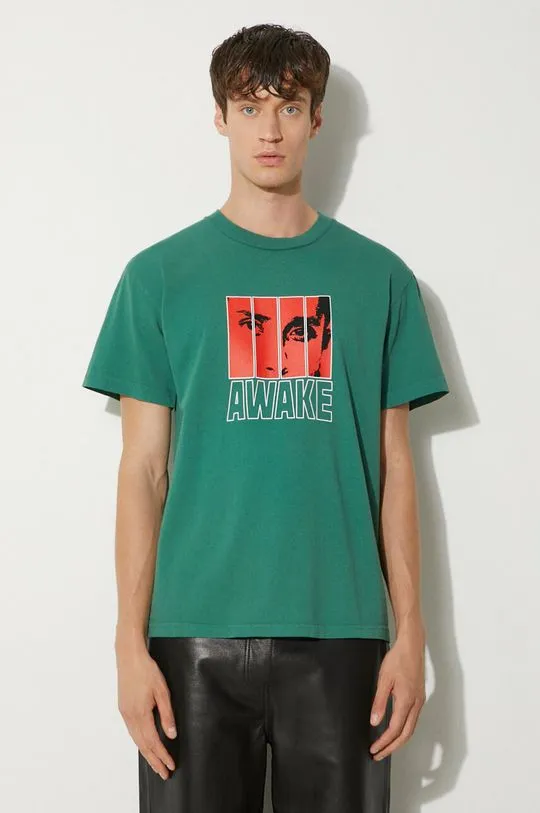 Awake NY cotton t-shirt Vegas T Shirt men’s green color with a print SP24-TS006