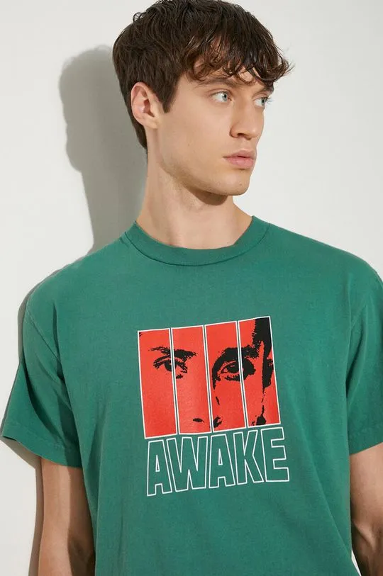 Awake NY cotton t-shirt Vegas T Shirt men’s green color with a print SP24-TS006