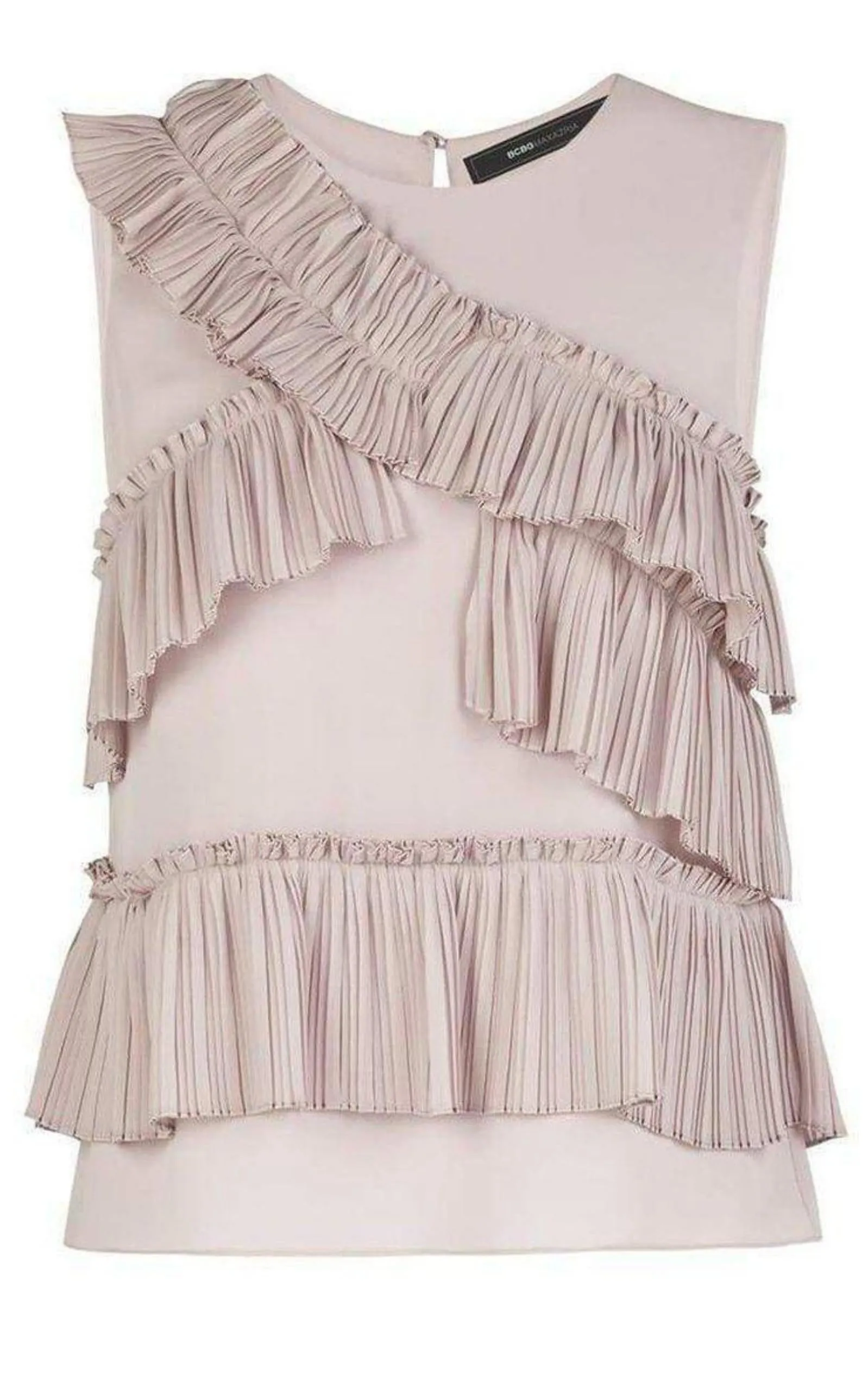 BCBG MAXAZRIA  |Lorain Pleated Ruffle Applique Top