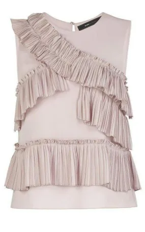 BCBG MAXAZRIA  |Lorain Pleated Ruffle Applique Top