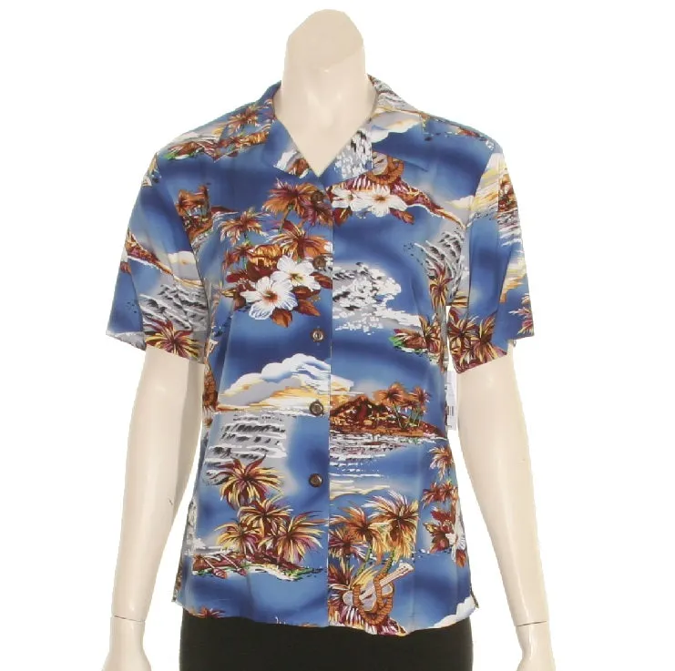 Blue Hawaii Camp Blouse