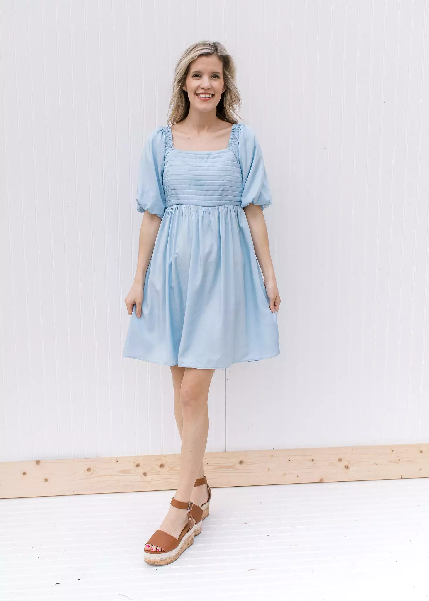 Blue Pleats Dress