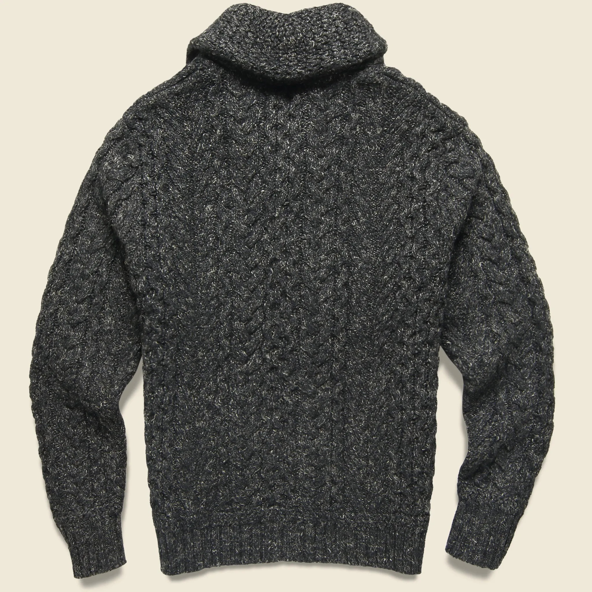 Cable Shawl Cardigan - Dark Charcoal Heather