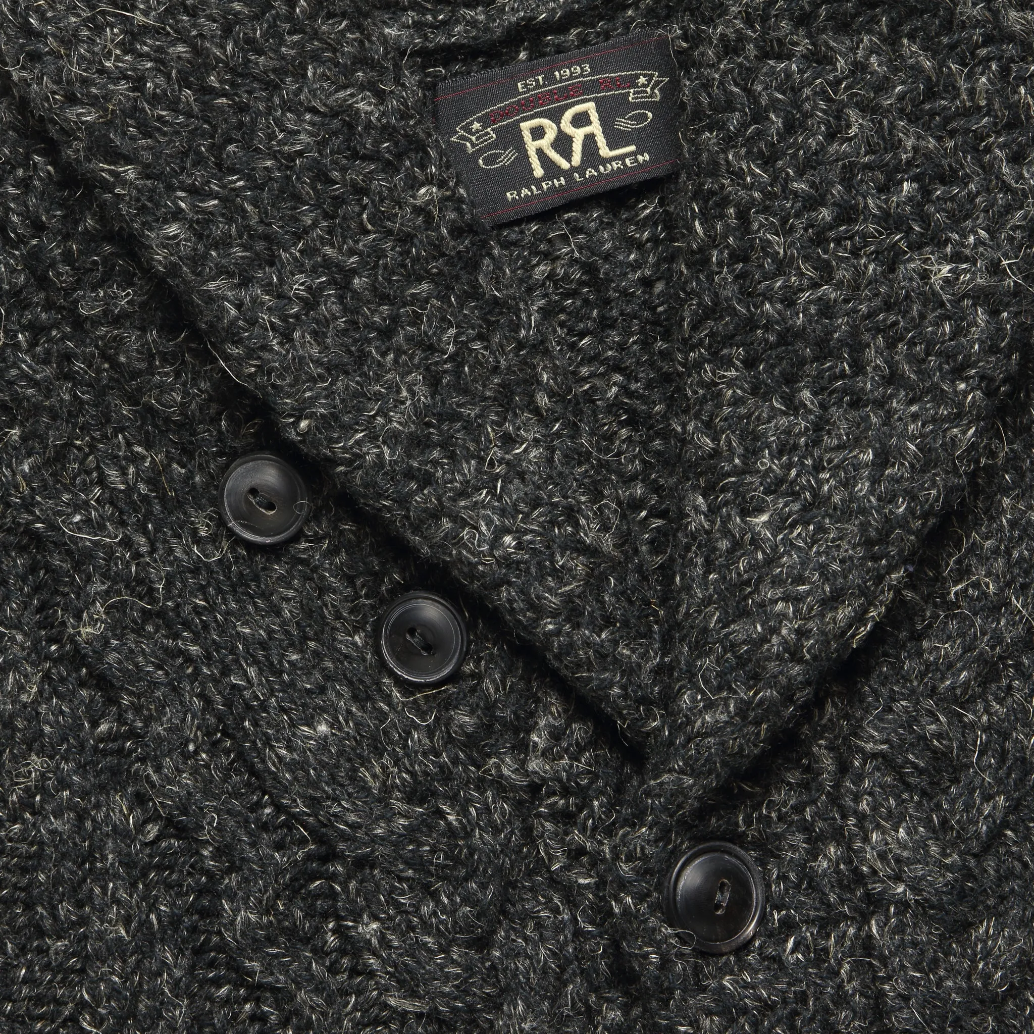 Cable Shawl Cardigan - Dark Charcoal Heather