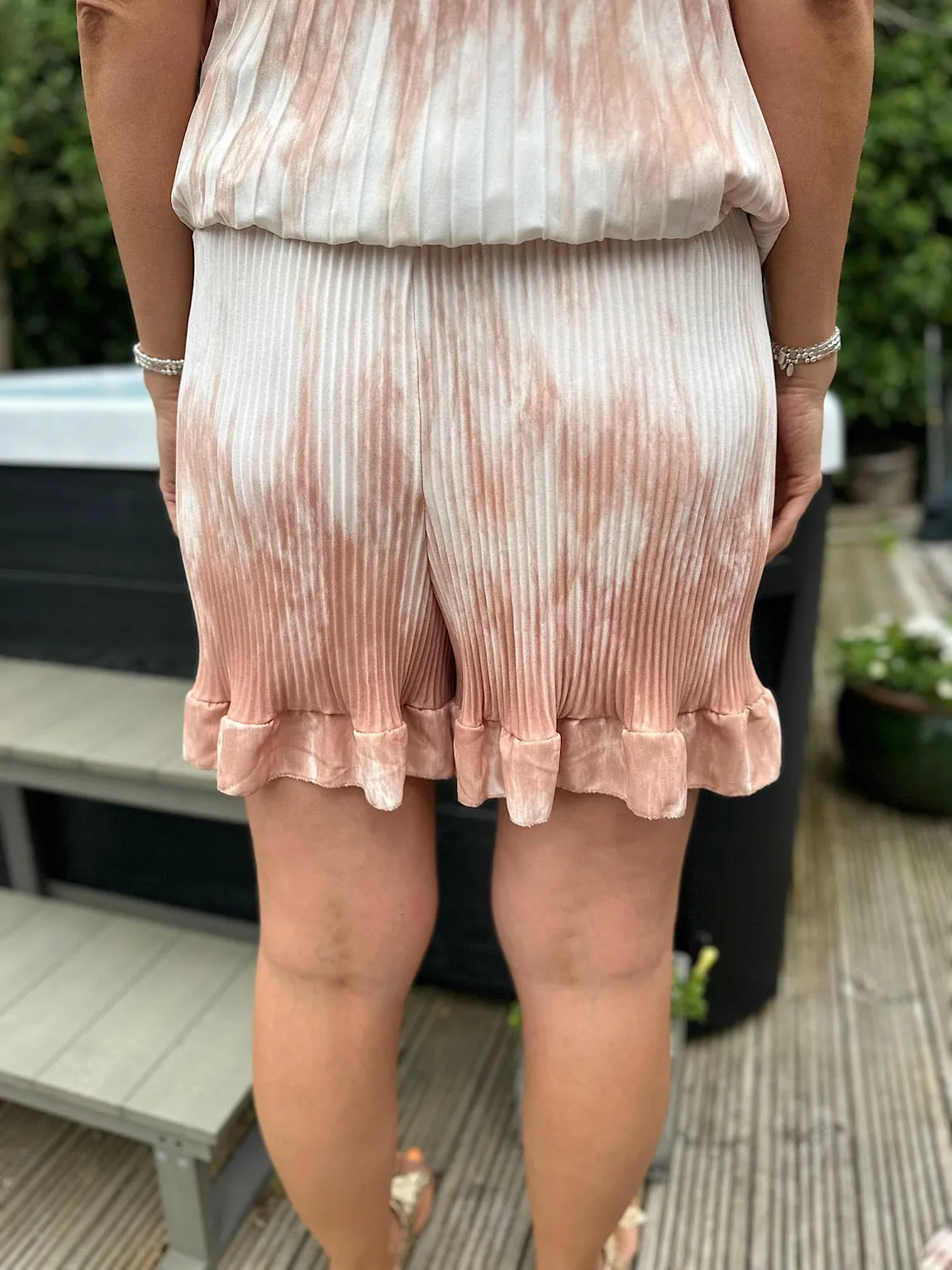 Camel Tie Dye Pleated Shorts Darcy