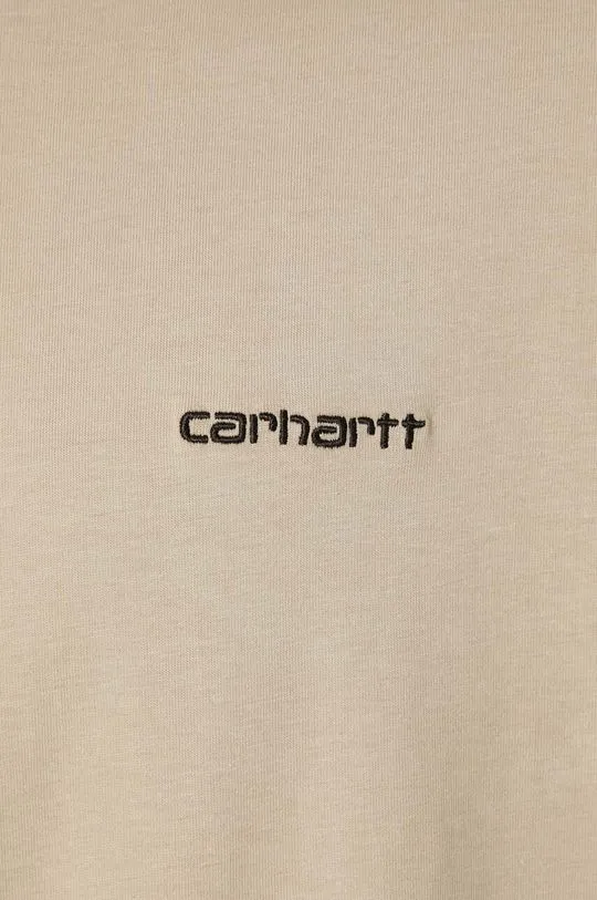 Carhartt WIP cotton longsleeve top Longsleeve Script Embroidery beige color smooth I032306.AWXX