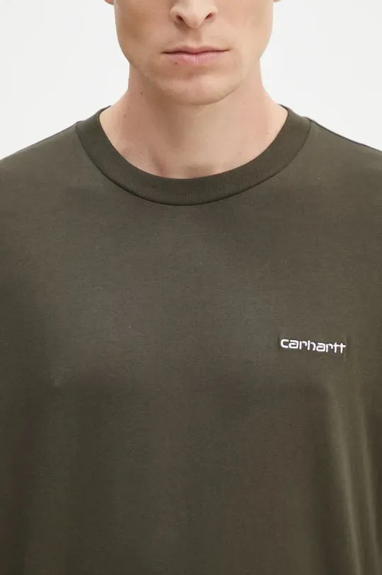 Carhartt WIP cotton longsleeve top Script Embroidery green color with an application I032306.00XXX