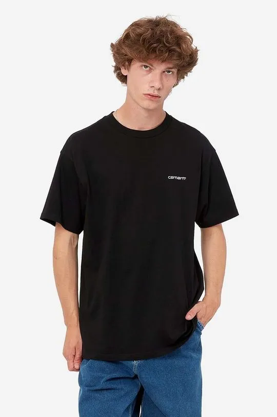 Carhartt WIP cotton T-shirt Script Embroidery black color