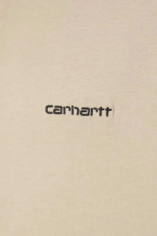 Carhartt WIP cotton t-shirt S/S Script Embroidery men’s beige color smooth I030435.AWXX