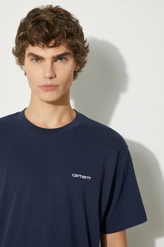 Carhartt WIP cotton t-shirt S/S Script Embroidery men’s navy blue color smooth I030435.2AHXX