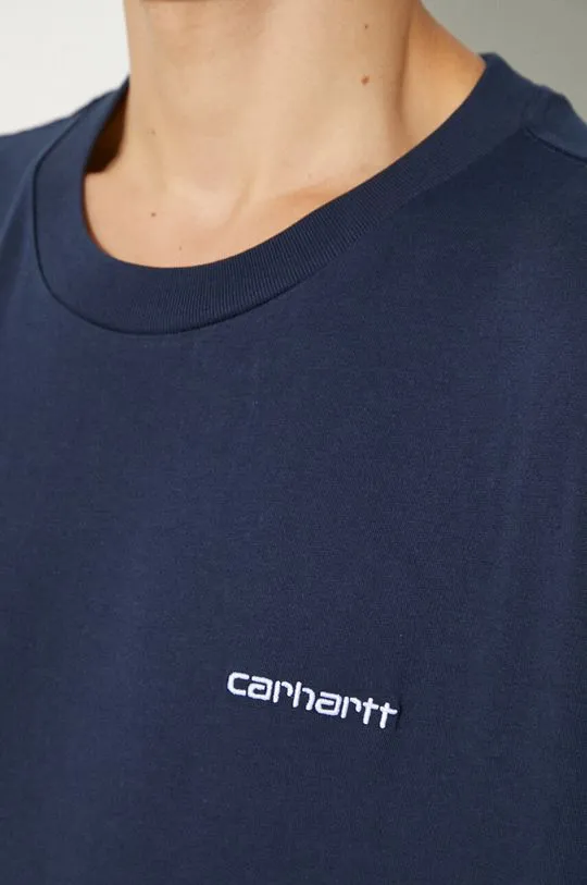 Carhartt WIP cotton t-shirt S/S Script Embroidery men’s navy blue color smooth I030435.2AHXX