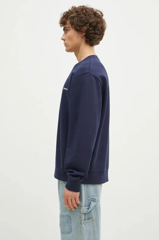 Carhartt WIP sweatshirt Script Embroidery Sweat men's navy blue color with an application I033657.2AHXX