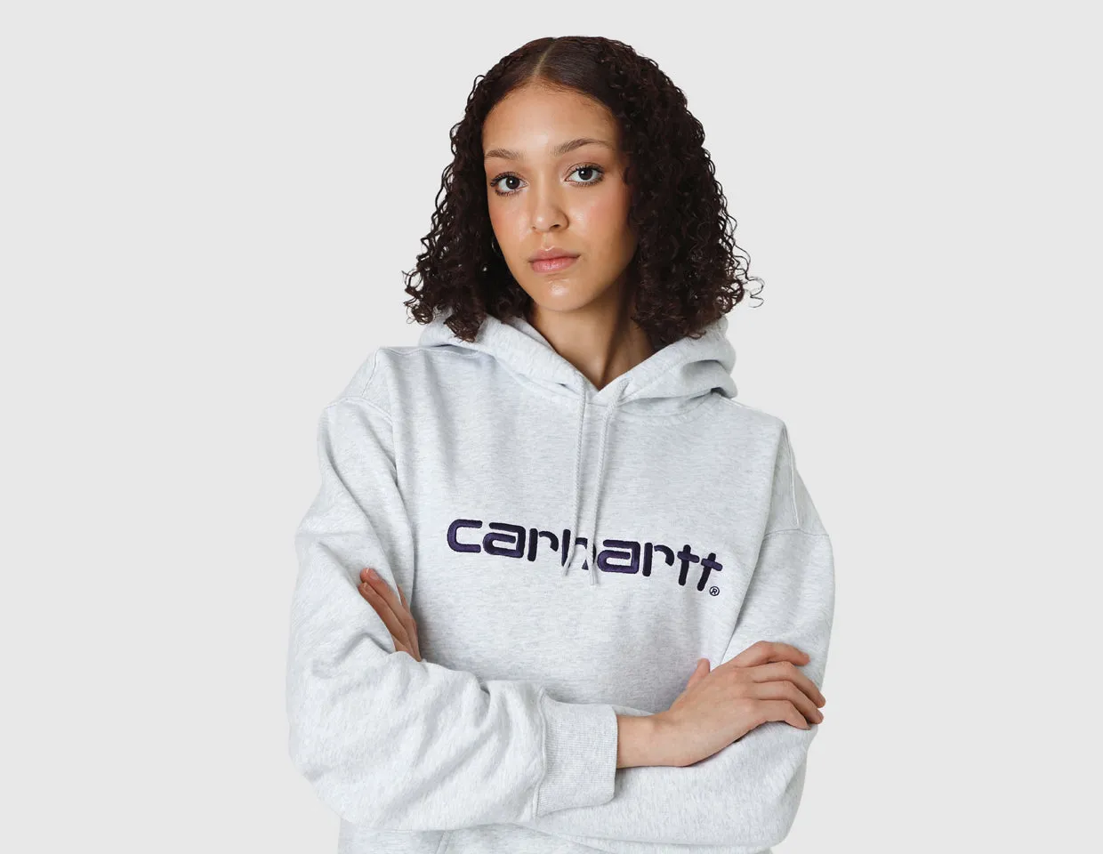 Carhartt WIP Women's Pullover Hooded Sweatshirt Ash Heather / Tyrian