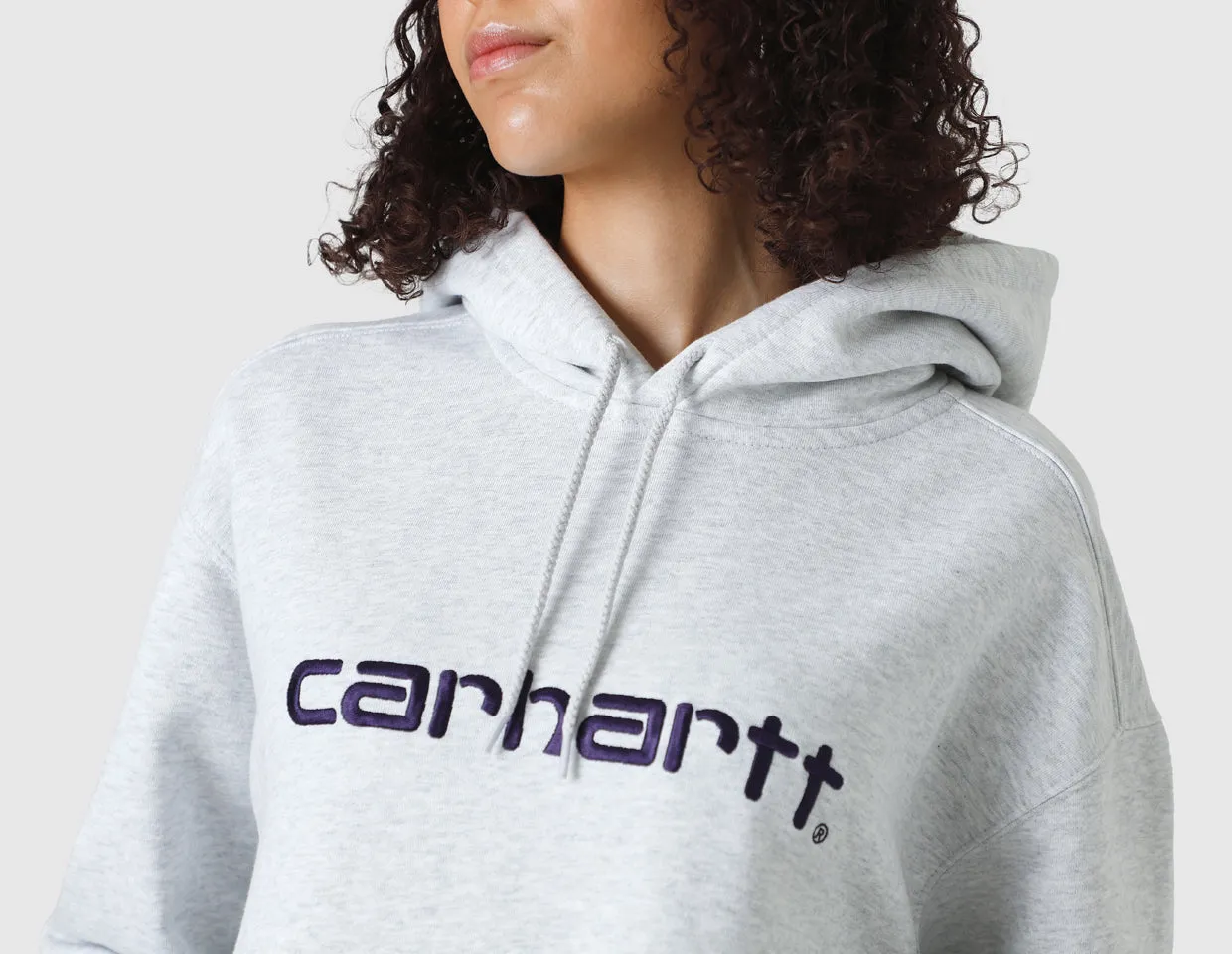 Carhartt WIP Women's Pullover Hooded Sweatshirt Ash Heather / Tyrian