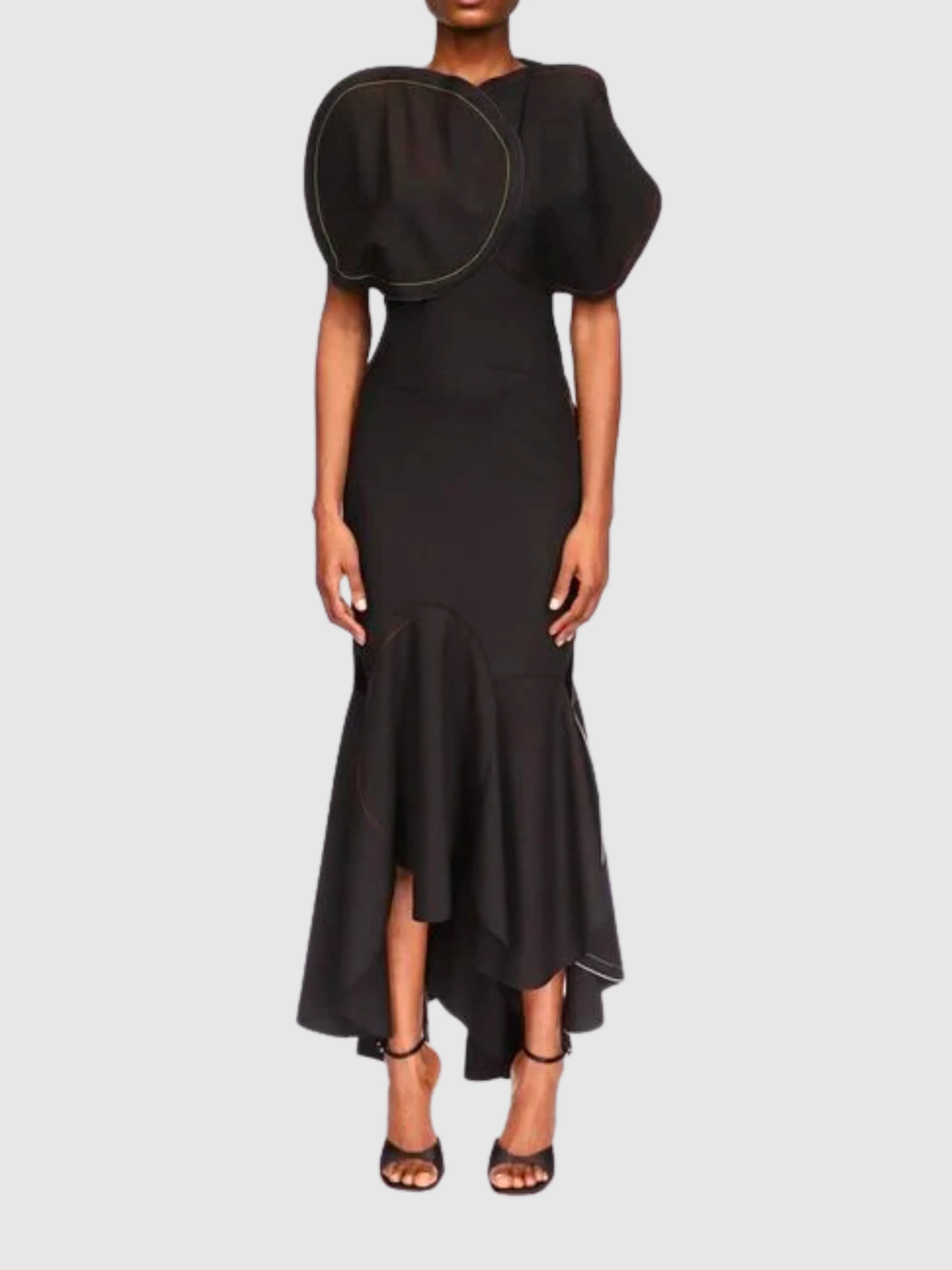 Circle Cutout Midi Dress in Black