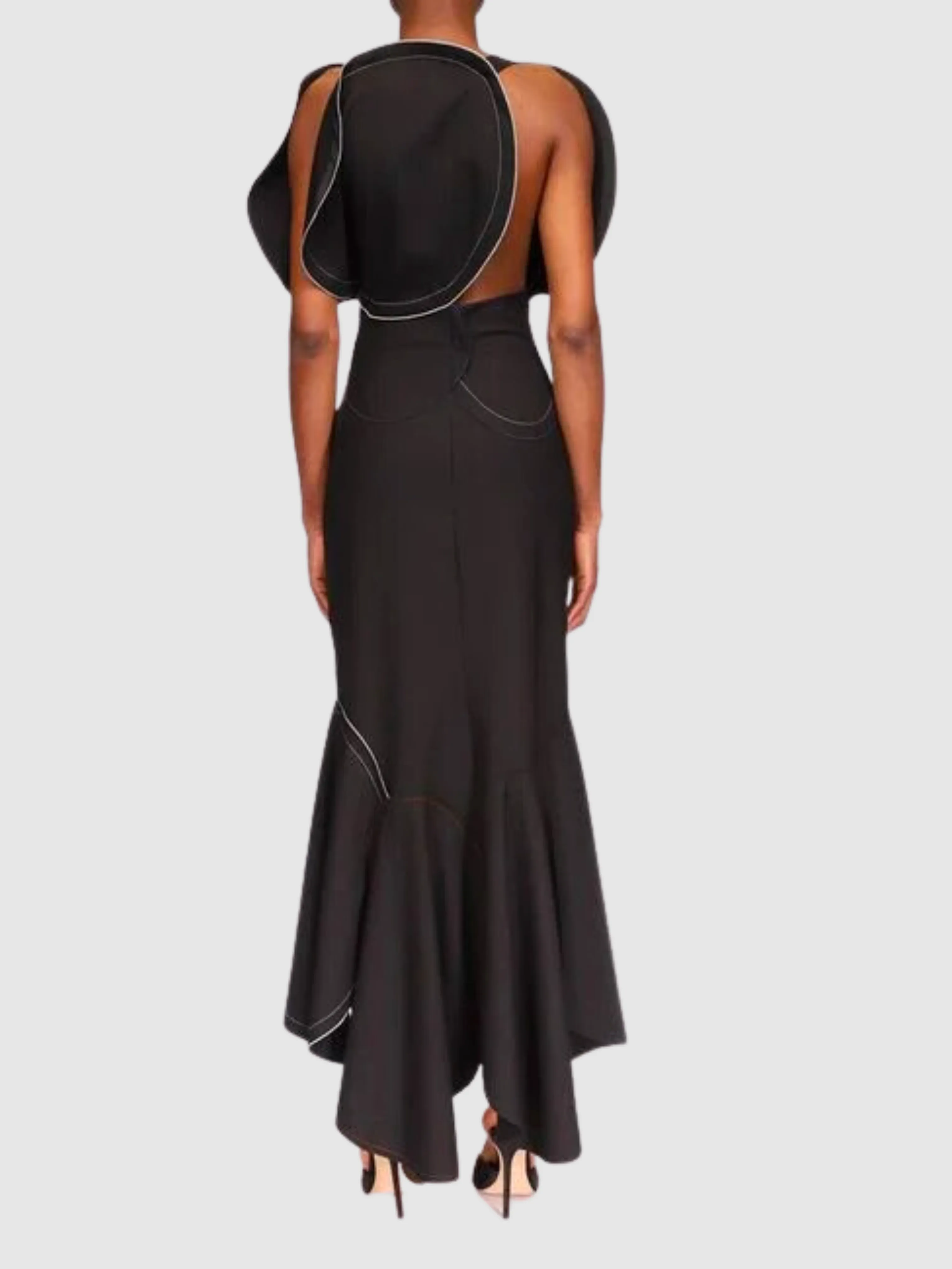 Circle Cutout Midi Dress in Black