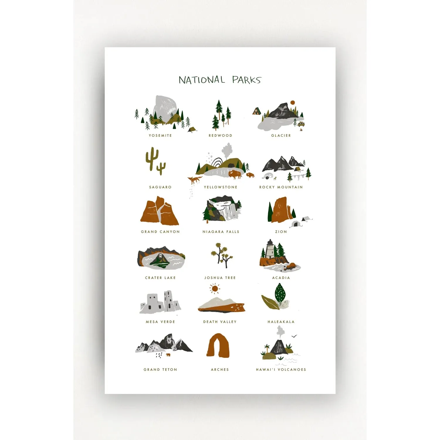 Clementine Kids Art Print - National Parks - Portrait 11 x 14