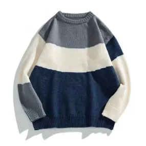 Crew neck knitted sweater for men with muti color design