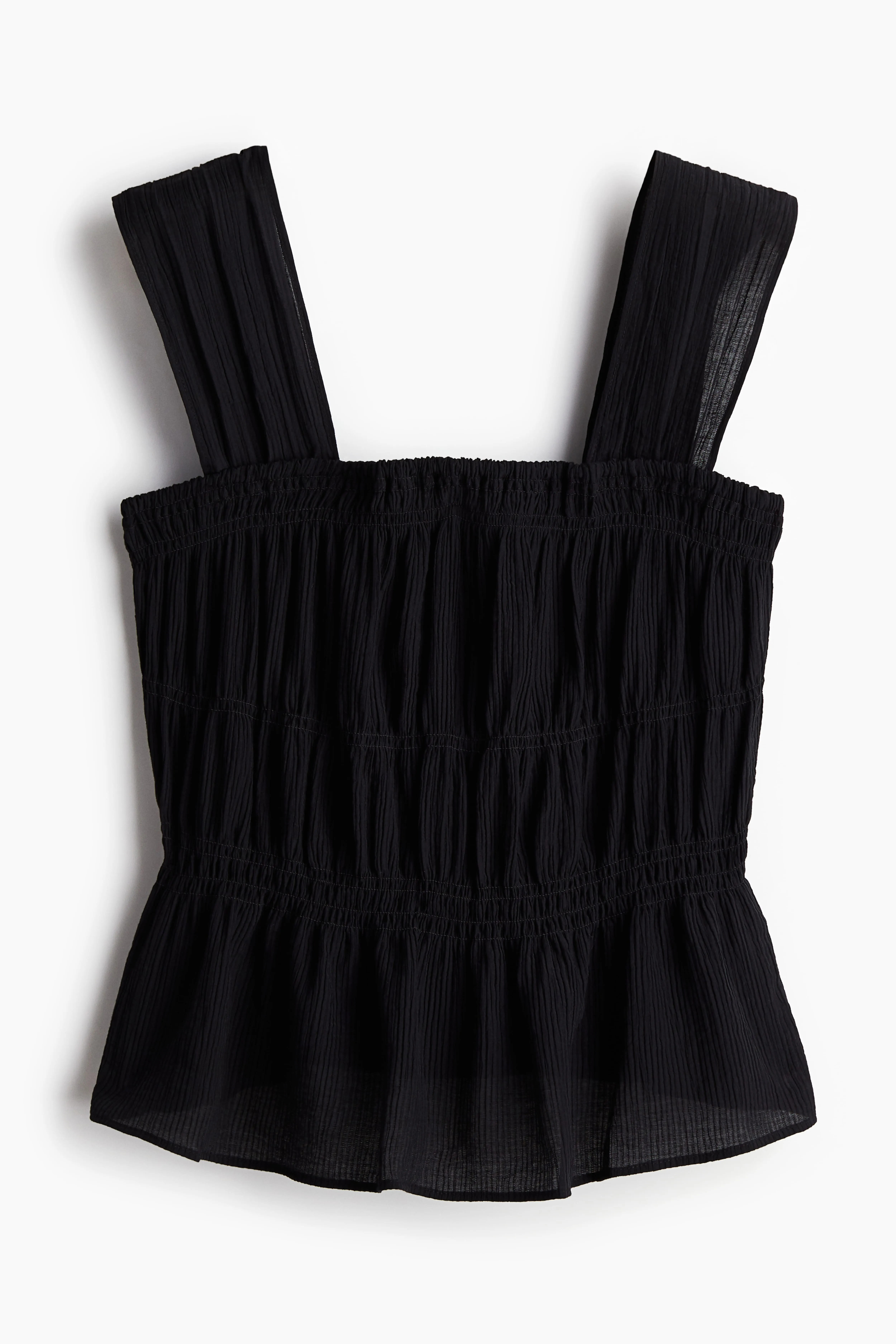 Crêpe peplum top - Square neckline - Sleeveless - Black - Ladies | H&M GB