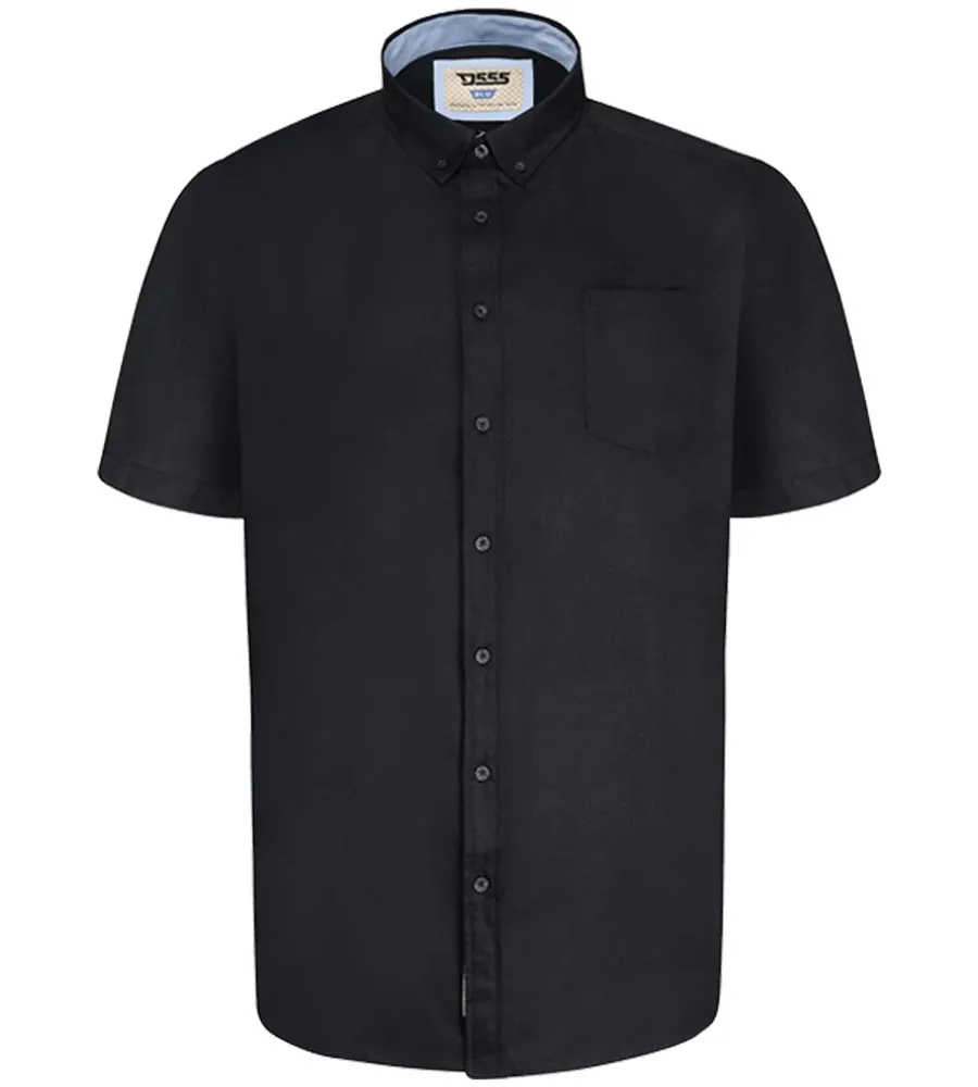 D555 Big Mens Black Oxford Short Sleeve Shirt (JAMES BLACK)